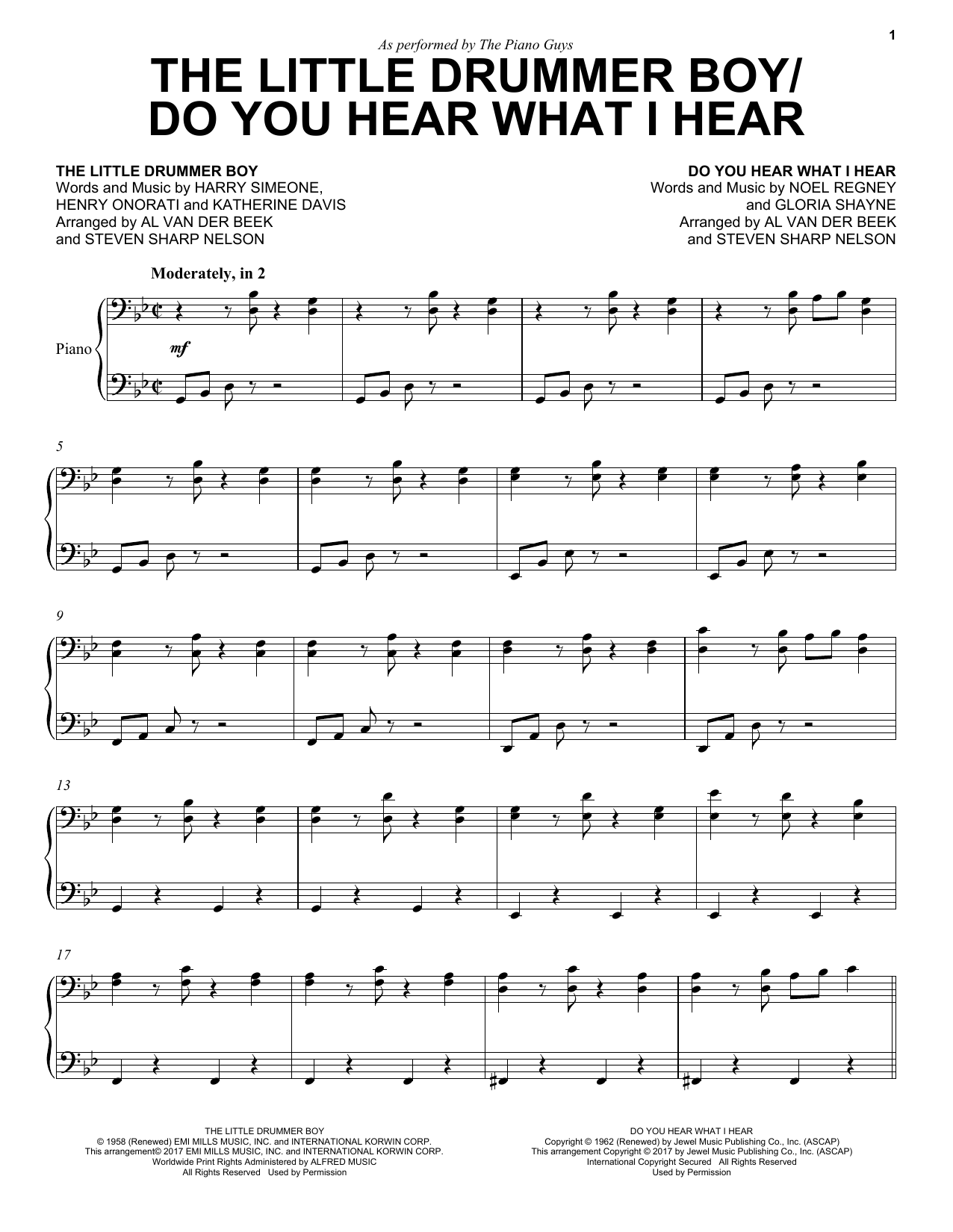 The Piano Guys The Little Drummer Boy/Do You Hear What I Hear Sheet Music Notes & Chords for Piano - Download or Print PDF
