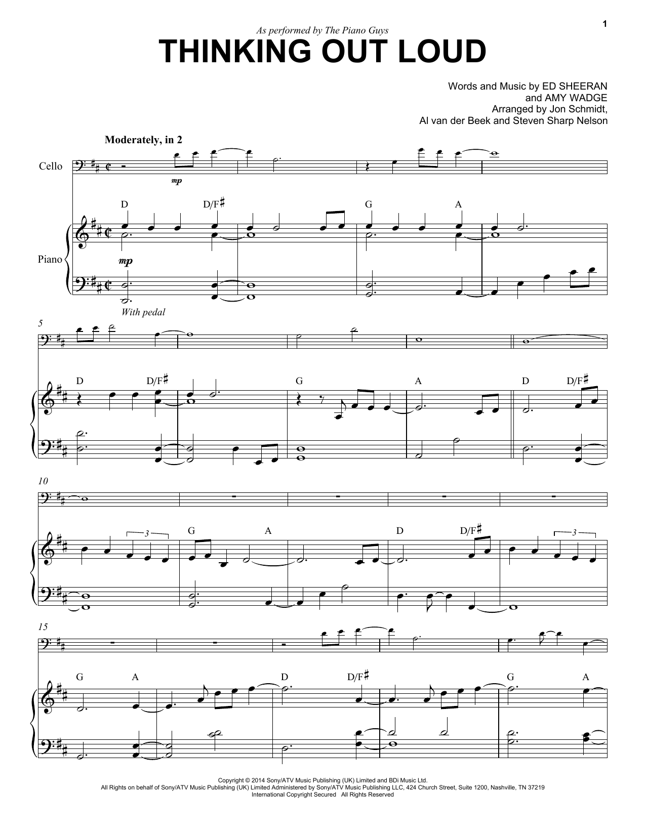The Piano Guys Thinking Out Loud Sheet Music Notes & Chords for Easy Piano Solo - Download or Print PDF