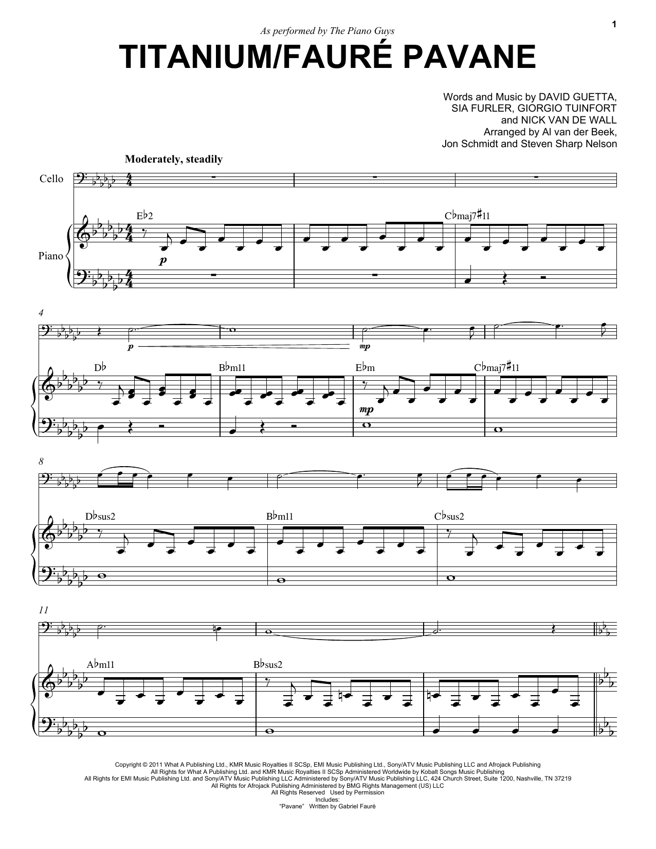 The Piano Guys Titanium/Fauré Pavane Sheet Music Notes & Chords for Cello and Piano - Download or Print PDF