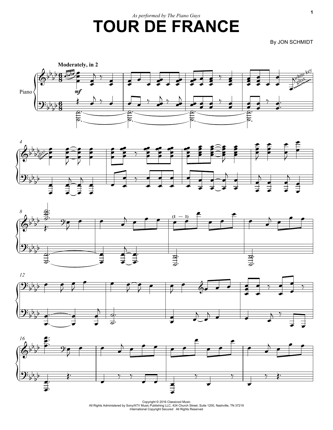 The Piano Guys Tour De France Sheet Music Notes & Chords for Piano - Download or Print PDF