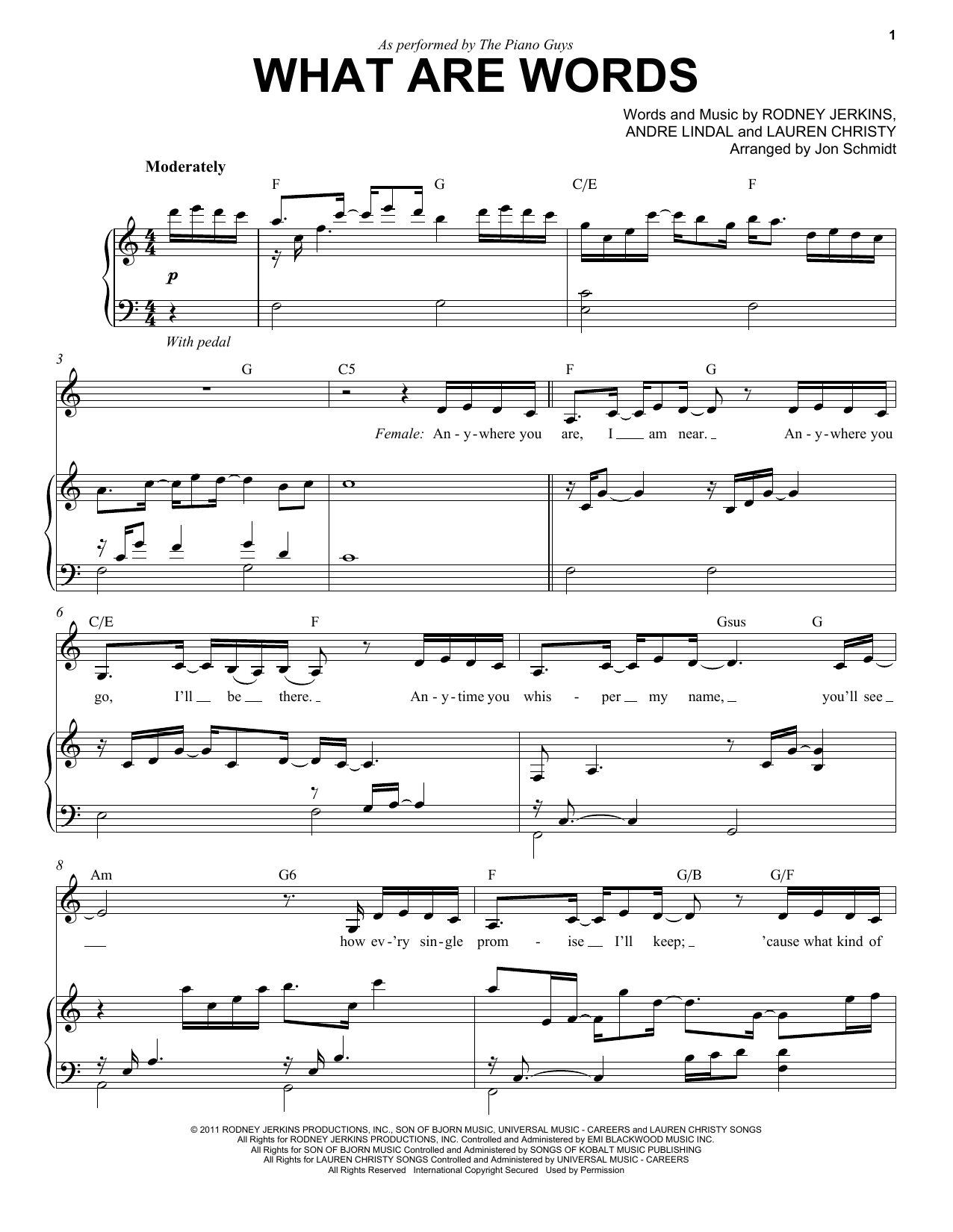 The Piano Guys What Are Words Sheet Music Notes & Chords for Piano - Download or Print PDF