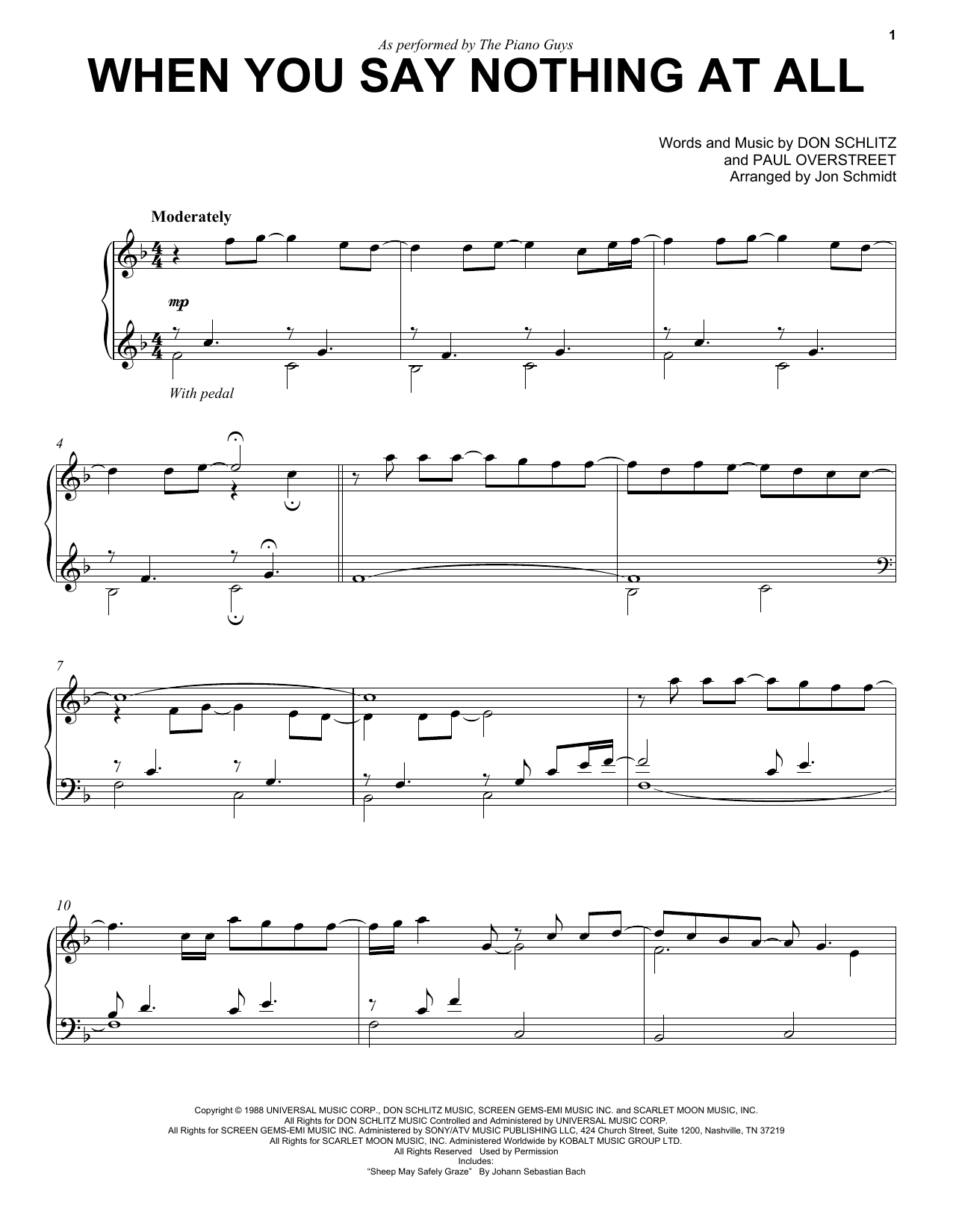 The Piano Guys When You Say Nothing At All Sheet Music Notes & Chords for Piano - Download or Print PDF