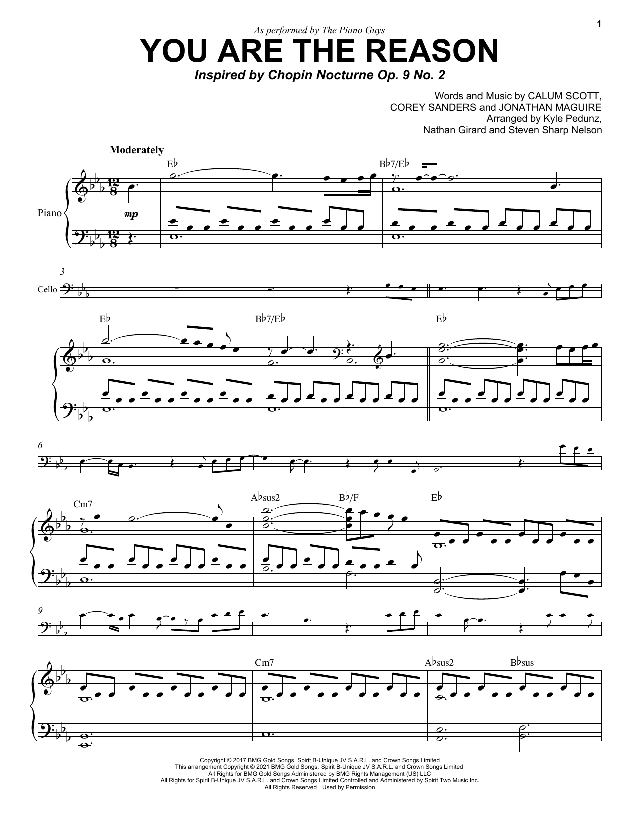 The Piano Guys You Are The Reason Sheet Music Notes & Chords for Cello and Piano - Download or Print PDF