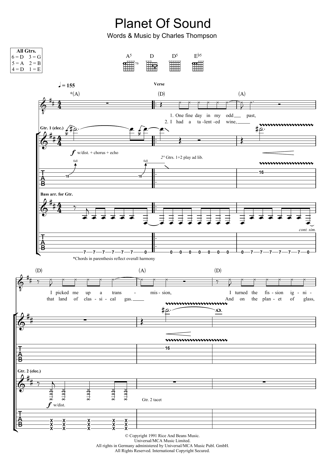 The Pixies Planet Of Sound Sheet Music Notes & Chords for Guitar Tab - Download or Print PDF