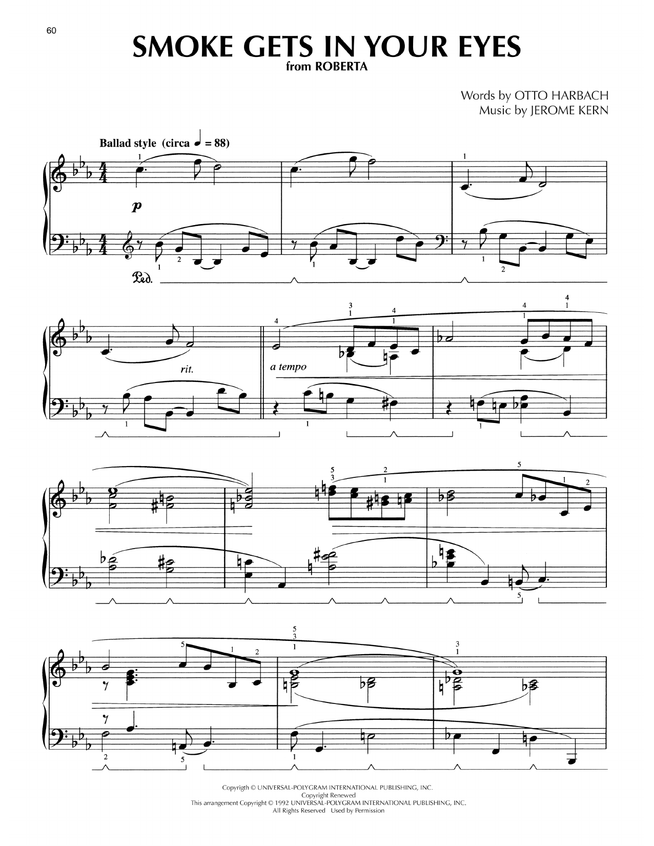 The Platters Smoke Gets In Your Eyes (arr. Lee Evans) Sheet Music Notes & Chords for Piano Solo - Download or Print PDF