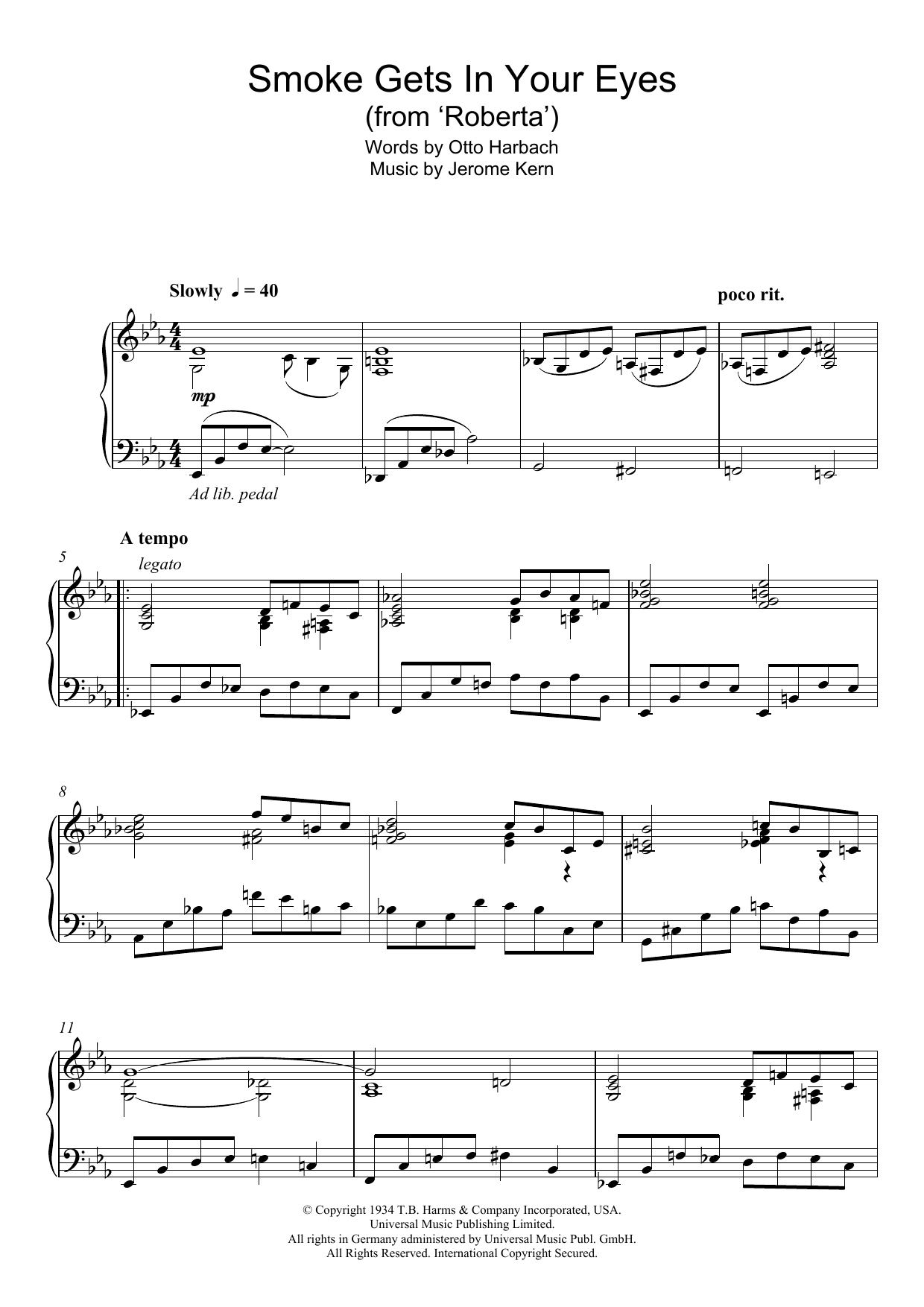 The Platters Smoke Gets In Your Eyes (from Roberta) Sheet Music Notes & Chords for Alto Saxophone - Download or Print PDF
