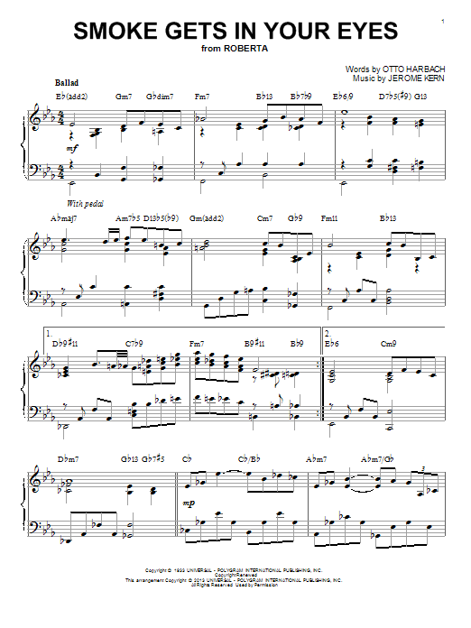The Platters Smoke Gets In Your Eyes [Jazz version] (arr. Brent Edstrom) Sheet Music Notes & Chords for Piano - Download or Print PDF