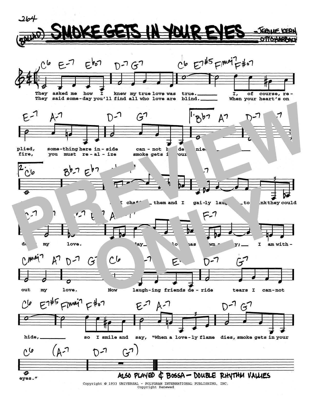 The Platters Smoke Gets In Your Eyes (Low Voice) Sheet Music Notes & Chords for Real Book – Melody, Lyrics & Chords - Download or Print PDF