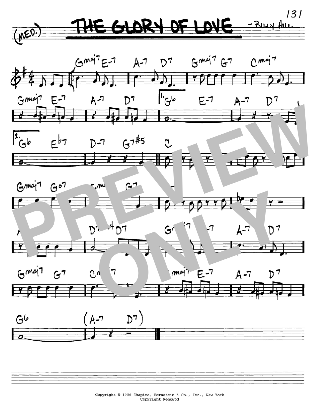The Platters The Glory Of Love Sheet Music Notes & Chords for Real Book - Melody & Chords - C Instruments - Download or Print PDF