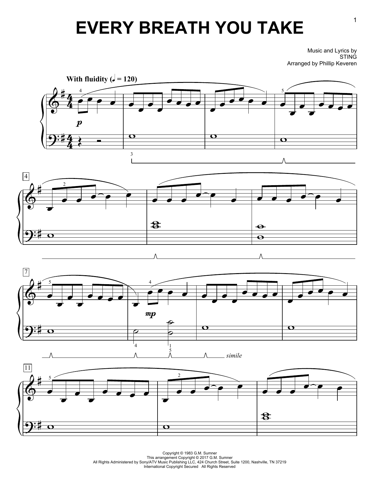 The Police Every Breath You Take [Classical version] (arr. Phillip Keveren) Sheet Music Notes & Chords for Easy Piano - Download or Print PDF