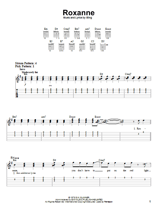 The Police Roxanne Sheet Music Notes & Chords for Flute - Download or Print PDF
