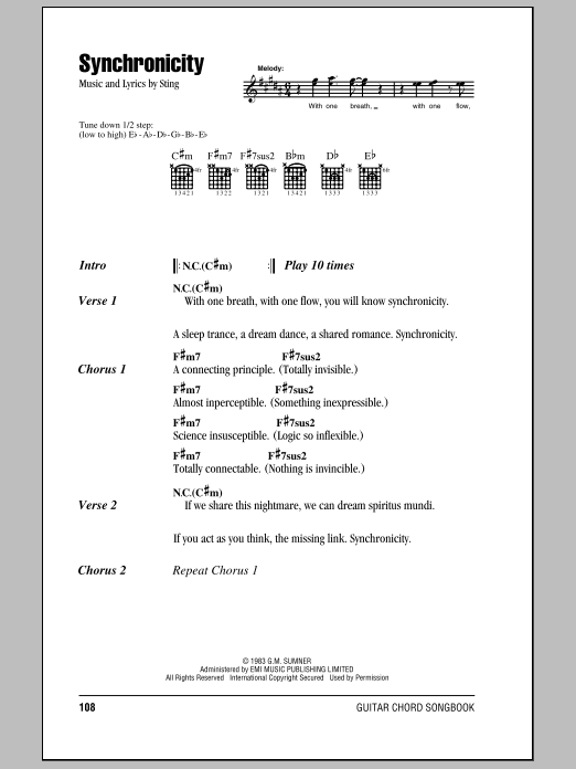 The Police Synchronicity Sheet Music Notes & Chords for Lyrics & Chords - Download or Print PDF