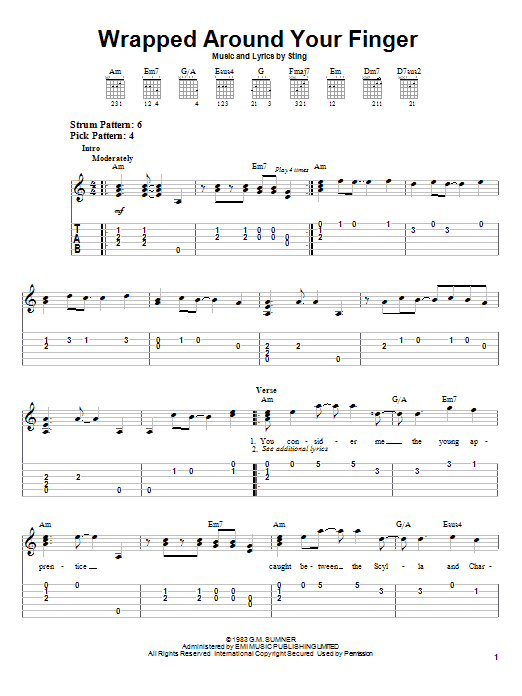 The Police Wrapped Around Your Finger Sheet Music Notes & Chords for Easy Piano - Download or Print PDF