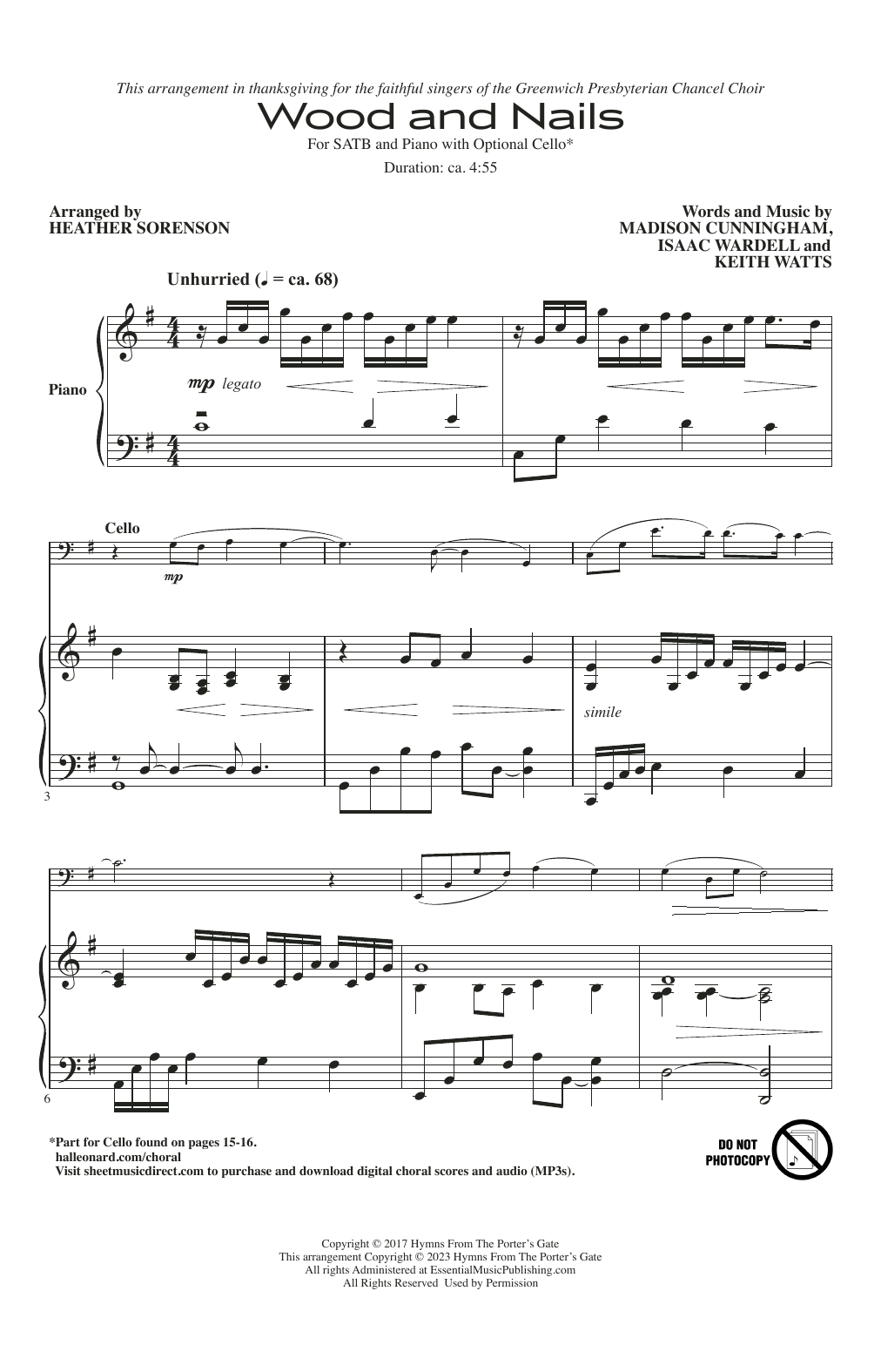 The Porter's Gate Wood And Nails (arr. Heather Sorenson) Sheet Music Notes & Chords for SATB Choir - Download or Print PDF