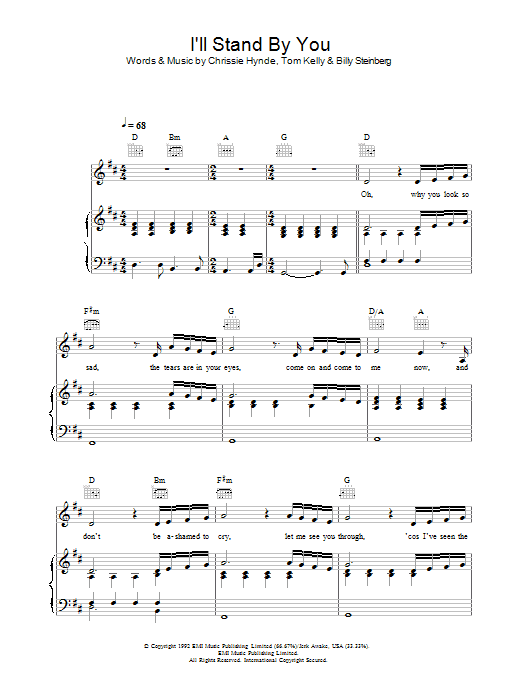 The Pretenders I'll Stand By You Sheet Music Notes & Chords for Easy Piano - Download or Print PDF