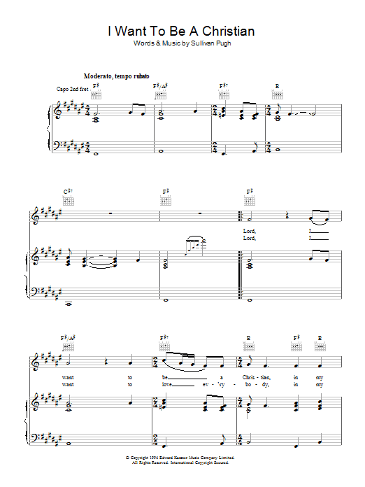 The Proclaimers I Want To Be A Christian Sheet Music Notes & Chords for Piano, Vocal & Guitar (Right-Hand Melody) - Download or Print PDF