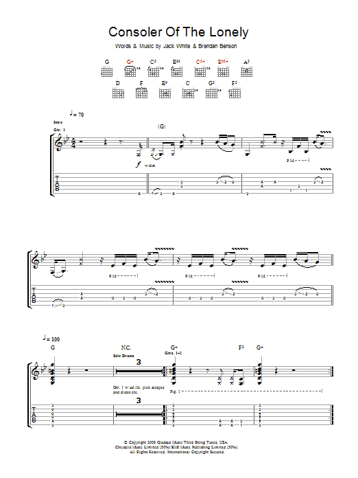 The Raconteurs Consoler Of The Lonely Sheet Music Notes & Chords for Guitar Tab - Download or Print PDF