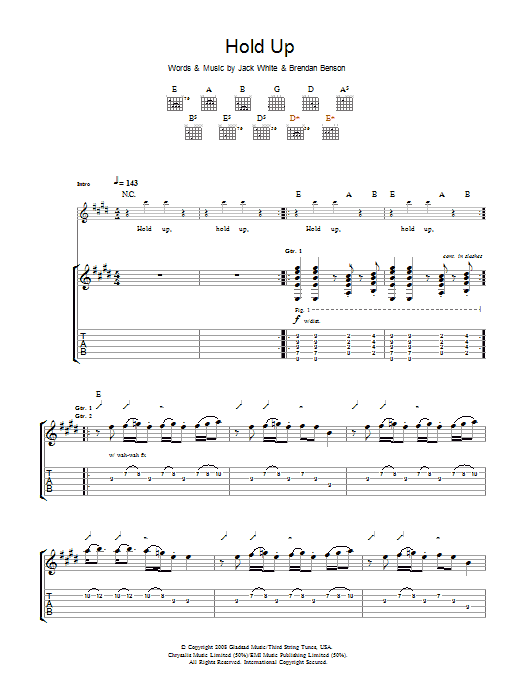 The Raconteurs Hold Up Sheet Music Notes & Chords for Guitar Tab - Download or Print PDF