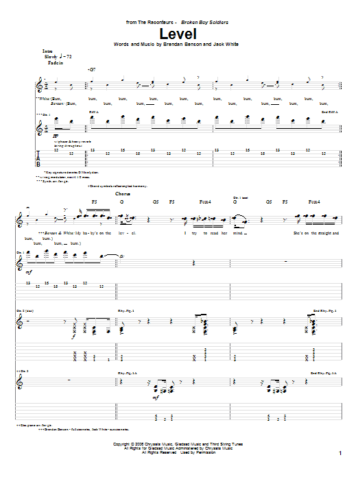 The Raconteurs Level Sheet Music Notes & Chords for Guitar Tab - Download or Print PDF