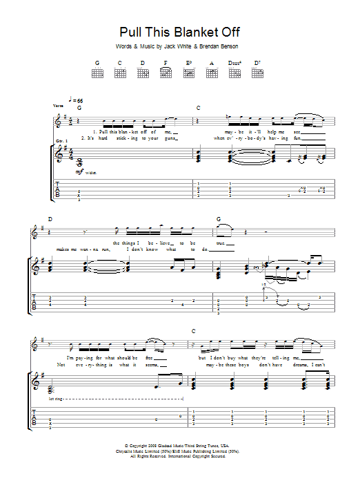 The Raconteurs Pull This Blanket Off Sheet Music Notes & Chords for Guitar Tab - Download or Print PDF