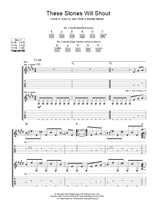 The Raconteurs These Stones Will Shout Sheet Music Notes & Chords for Guitar Tab - Download or Print PDF