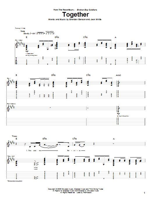 The Raconteurs Together Sheet Music Notes & Chords for Guitar Tab - Download or Print PDF