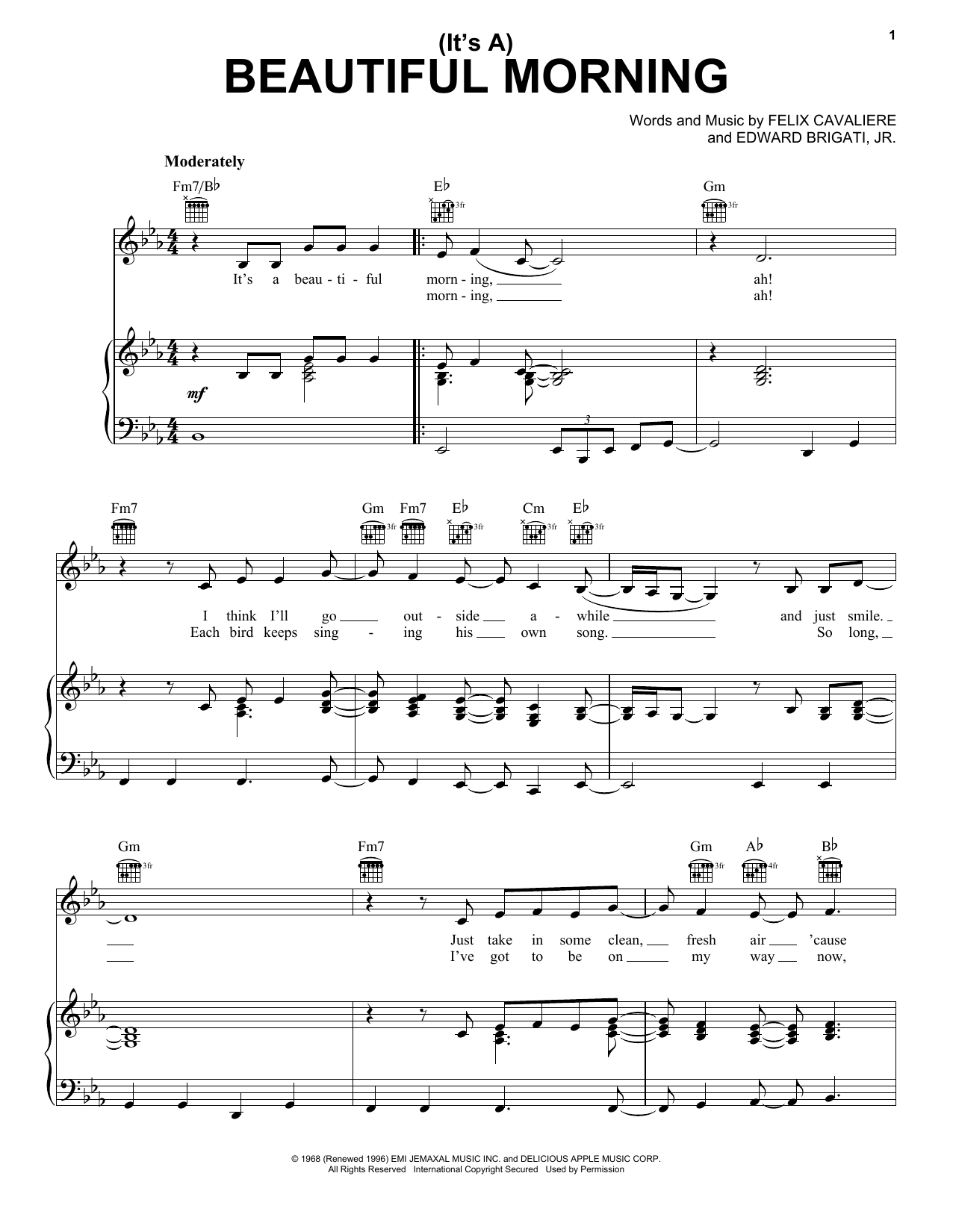 The Rascals (It's A) Beautiful Morning Sheet Music Notes & Chords for Mandolin - Download or Print PDF