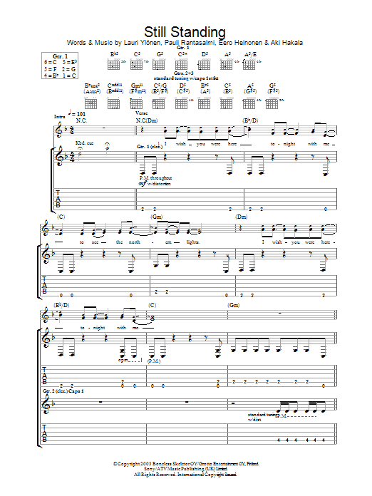 The Rasmus Still Standing Sheet Music Notes & Chords for Guitar Tab - Download or Print PDF