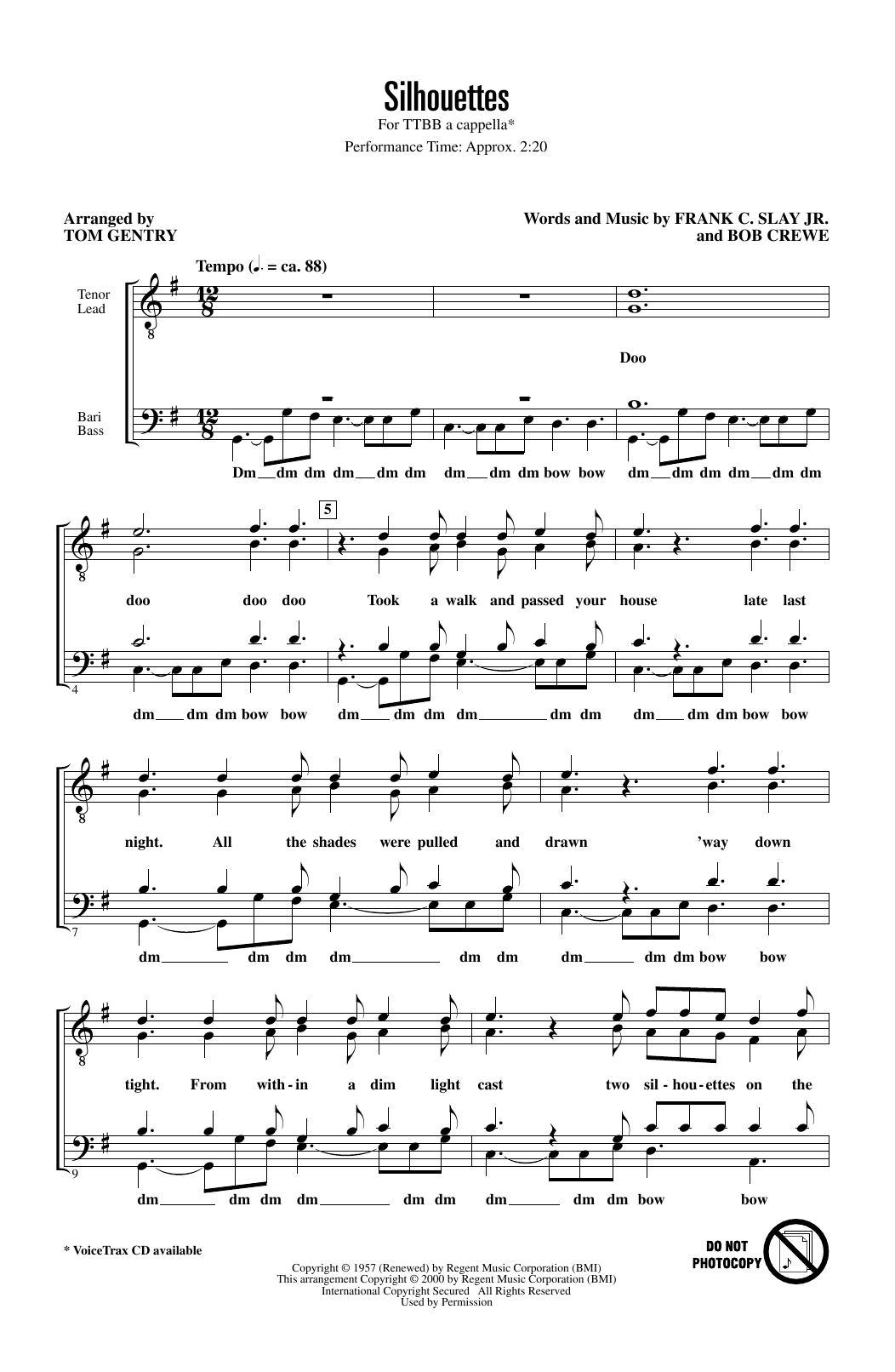 The Rays Silhouettes (arr. Tom Gentry) Sheet Music Notes & Chords for TTBB Choir - Download or Print PDF