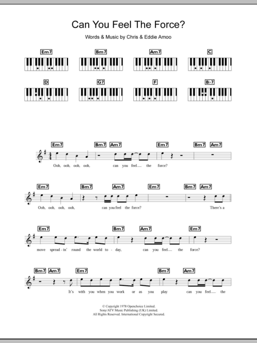 The Real Thing Can You Feel The Force? Sheet Music Notes & Chords for Keyboard - Download or Print PDF