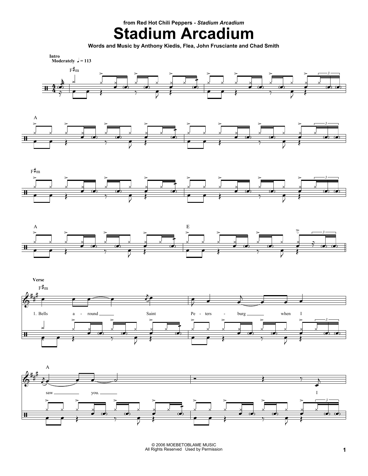 Red Hot Chili Peppers Stadium Arcadium Sheet Music Notes & Chords for Drums Transcription - Download or Print PDF