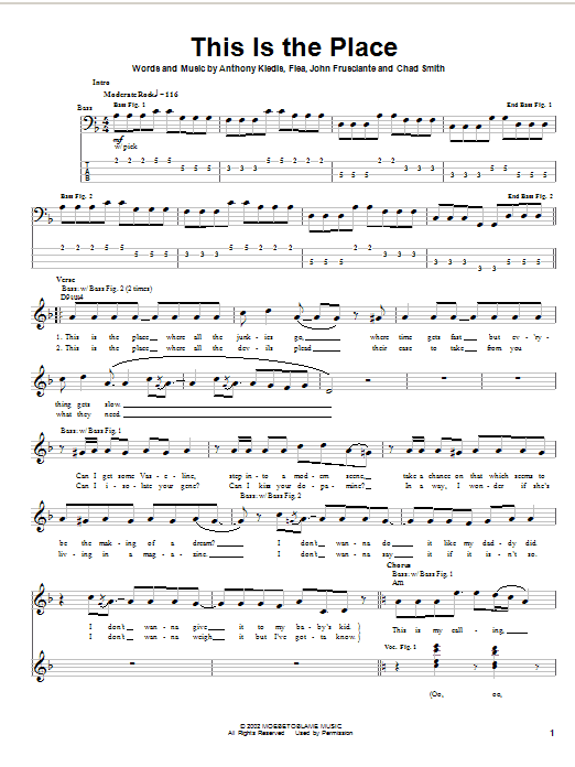 Red Hot Chili Peppers This Is The Place Sheet Music Notes & Chords for Bass Guitar Tab - Download or Print PDF