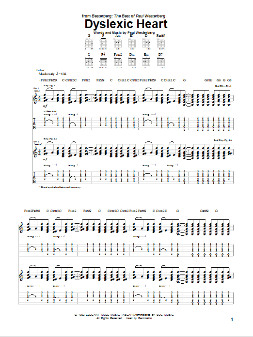 The Replacements Dyslexic Heart Sheet Music Notes & Chords for Guitar Tab - Download or Print PDF