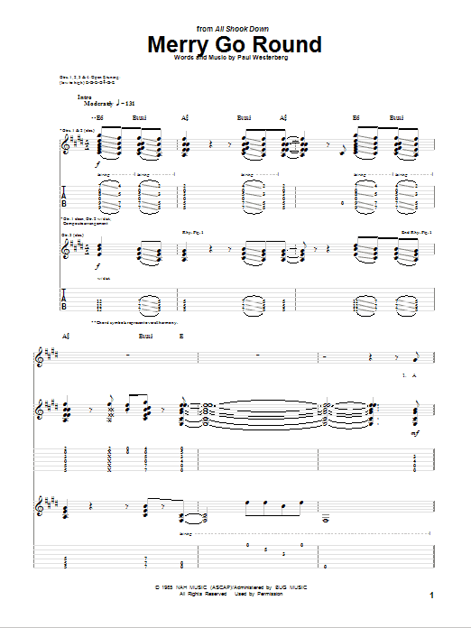 The Replacements Merry Go Round Sheet Music Notes & Chords for Guitar Tab - Download or Print PDF