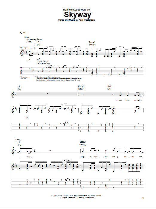 The Replacements Skyway Sheet Music Notes & Chords for Guitar Tab - Download or Print PDF