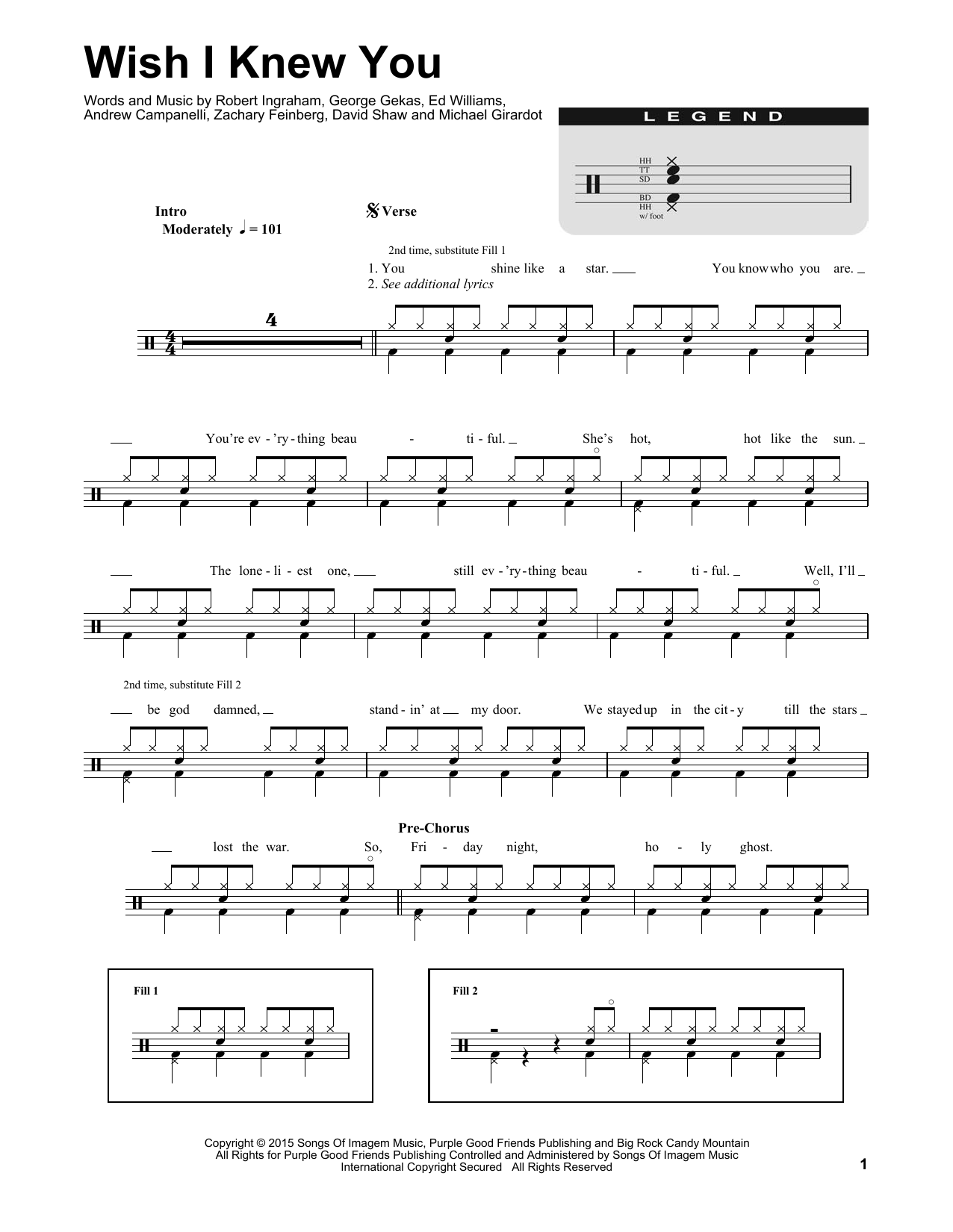 The Revivalists Wish I Knew You Sheet Music Notes & Chords for Drums Transcription - Download or Print PDF