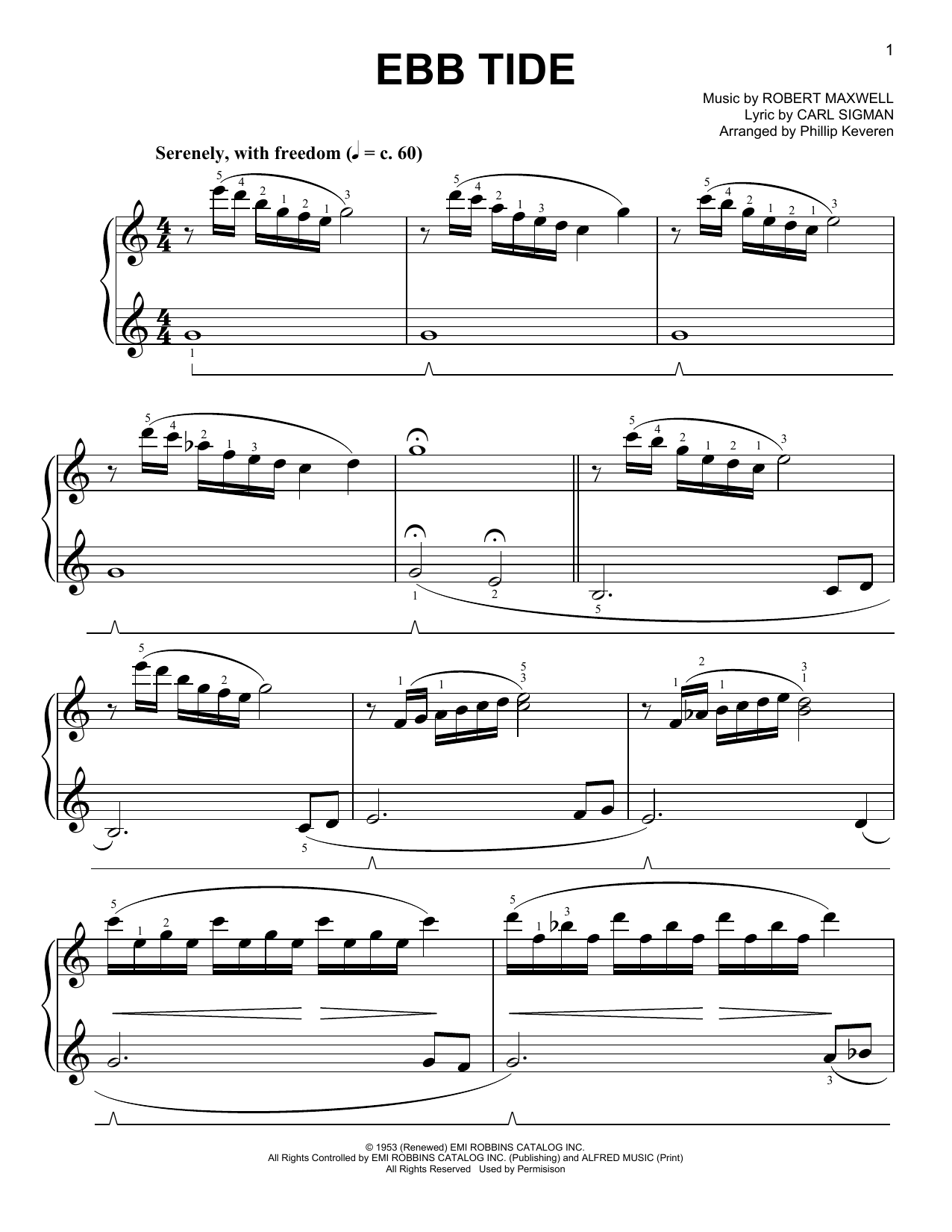 The Righteous Brothers Ebb Tide [Classical version] (arr. Phillip Keveren) Sheet Music Notes & Chords for Easy Piano - Download or Print PDF