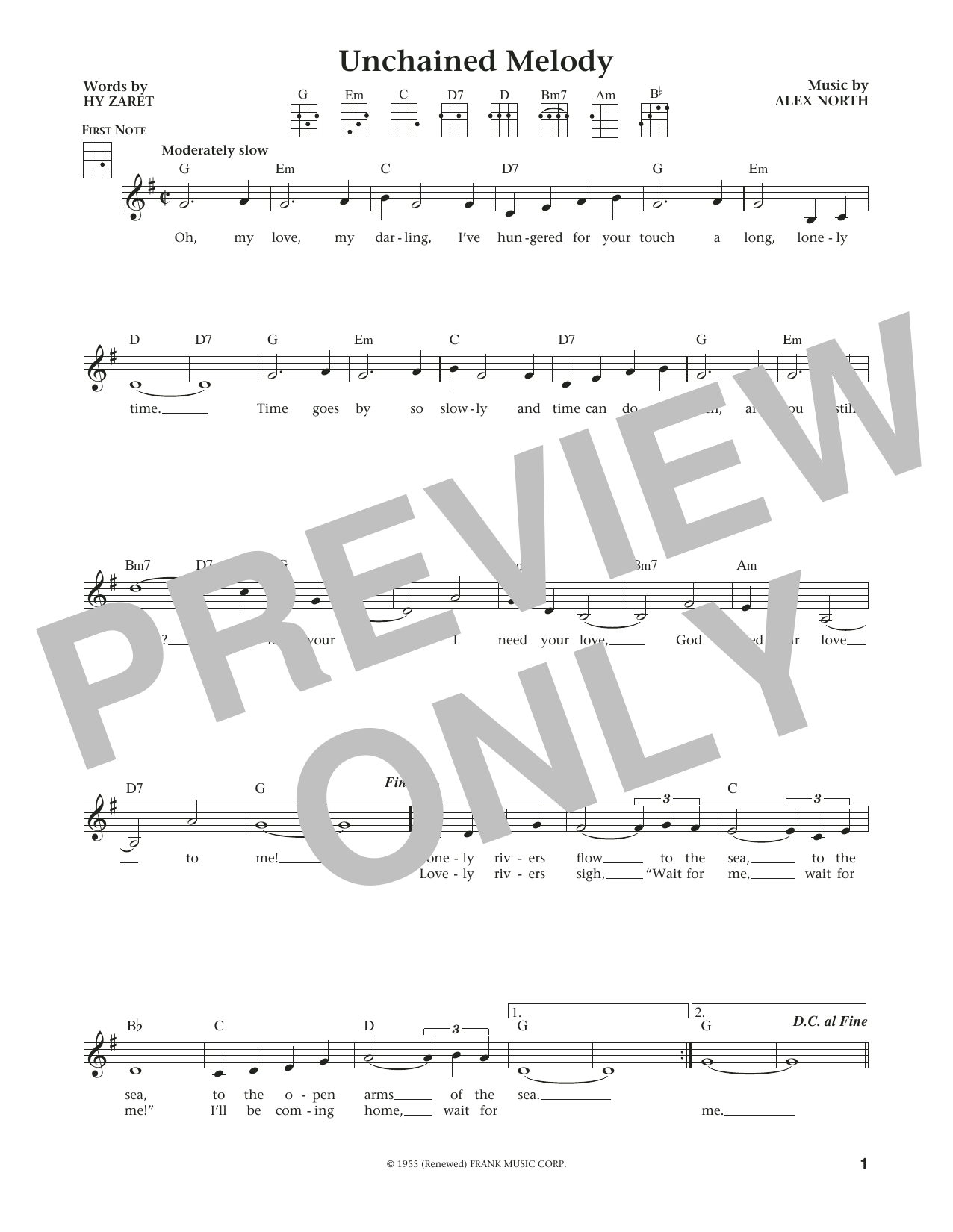 The Righteous Brothers Unchained Melody (from The Daily Ukulele) (arr. Liz and Jim Beloff) Sheet Music Notes & Chords for Ukulele - Download or Print PDF