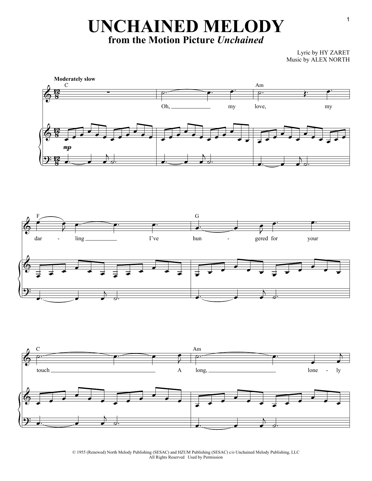 The Righteous Brothers Unchained Melody (from Unchained) Sheet Music Notes & Chords for Piano & Vocal - Download or Print PDF