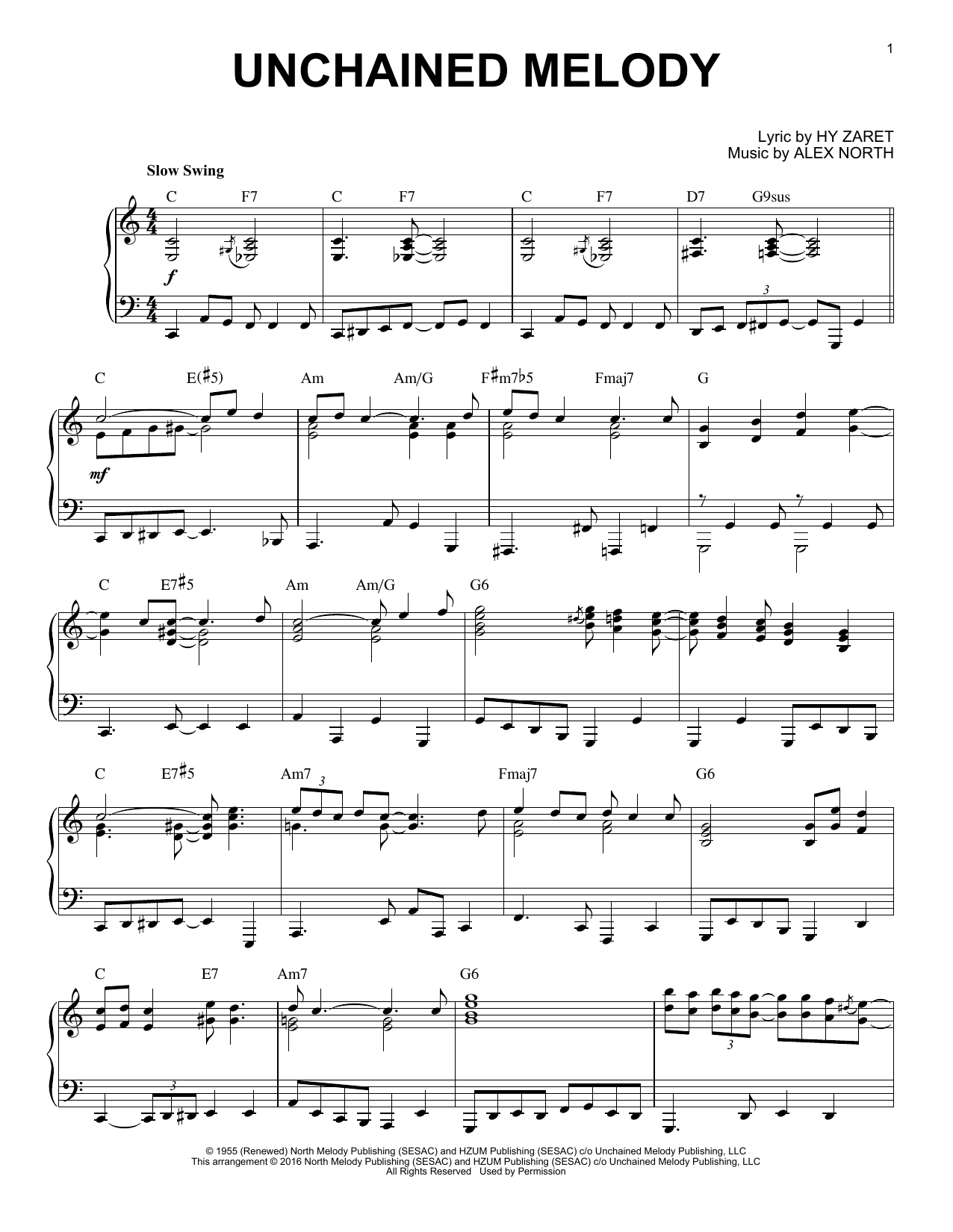The Righteous Brothers Unchained Melody [Jazz version] (arr. Brent Edstrom) Sheet Music Notes & Chords for Piano - Download or Print PDF