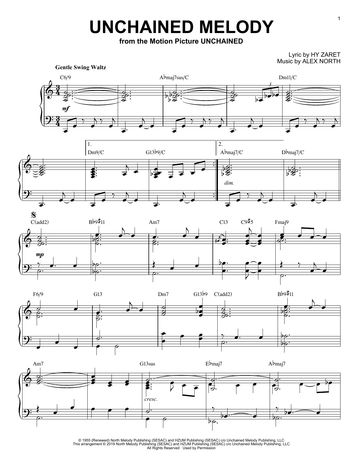 The Righteous Brothers Unchained Melody [Jazz version] Sheet Music Notes & Chords for Piano Solo - Download or Print PDF