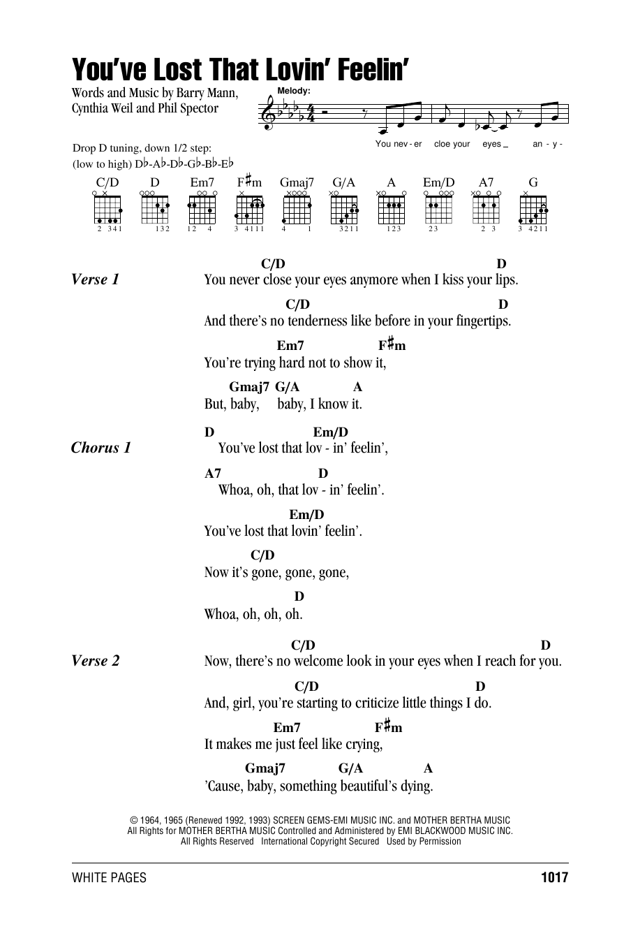 The Righteous Brothers You've Lost That Lovin' Feelin' Sheet Music Notes & Chords for Easy Piano - Download or Print PDF