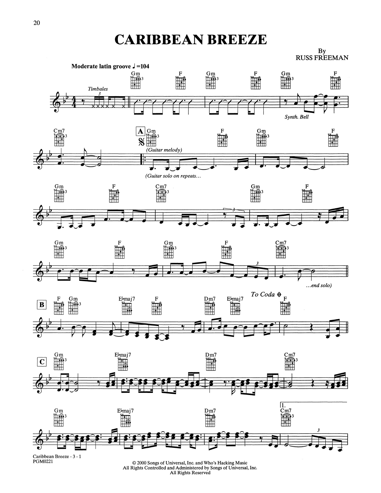 The Rippingtons Caribbean Breeze Sheet Music Notes & Chords for Solo Guitar - Download or Print PDF