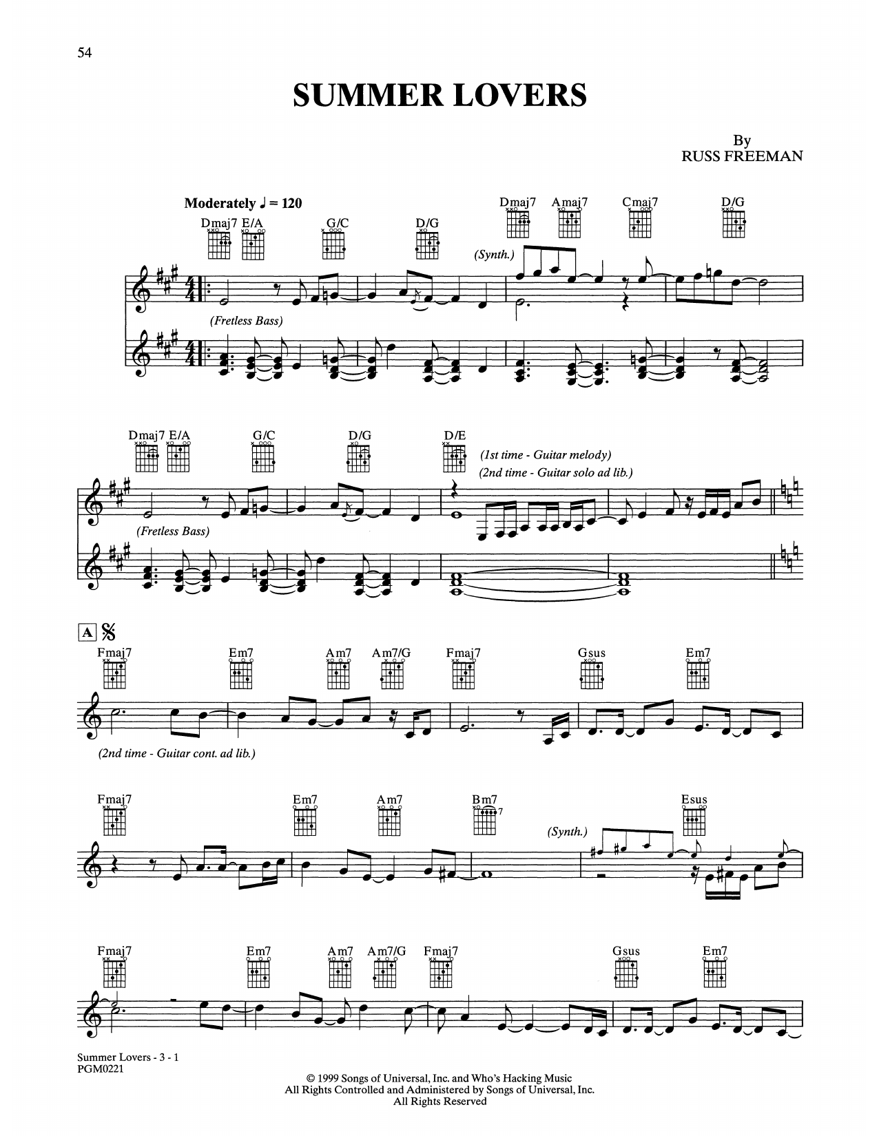 The Rippingtons Summer Lovers Sheet Music Notes & Chords for Solo Guitar - Download or Print PDF