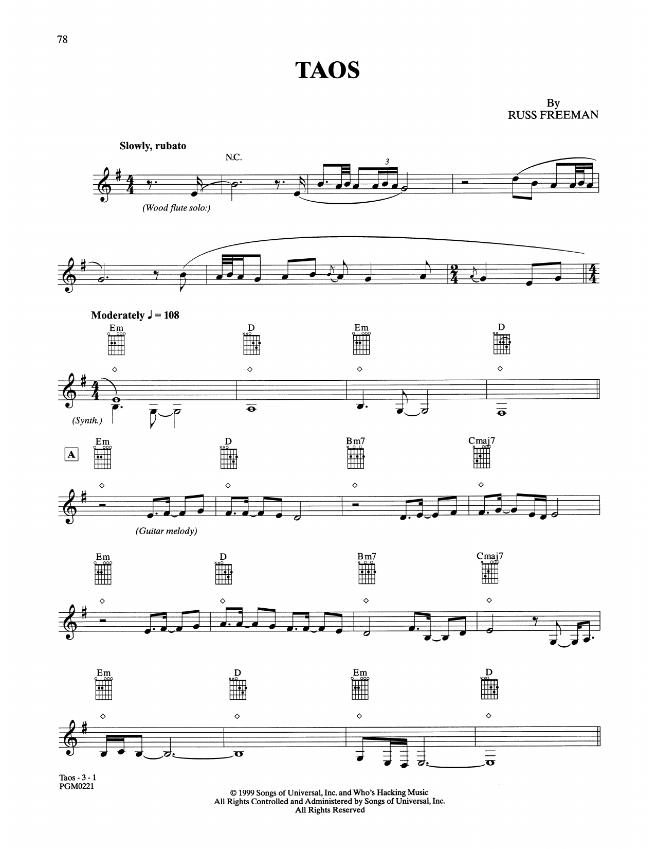 The Rippingtons Taos Sheet Music Notes & Chords for Solo Guitar - Download or Print PDF