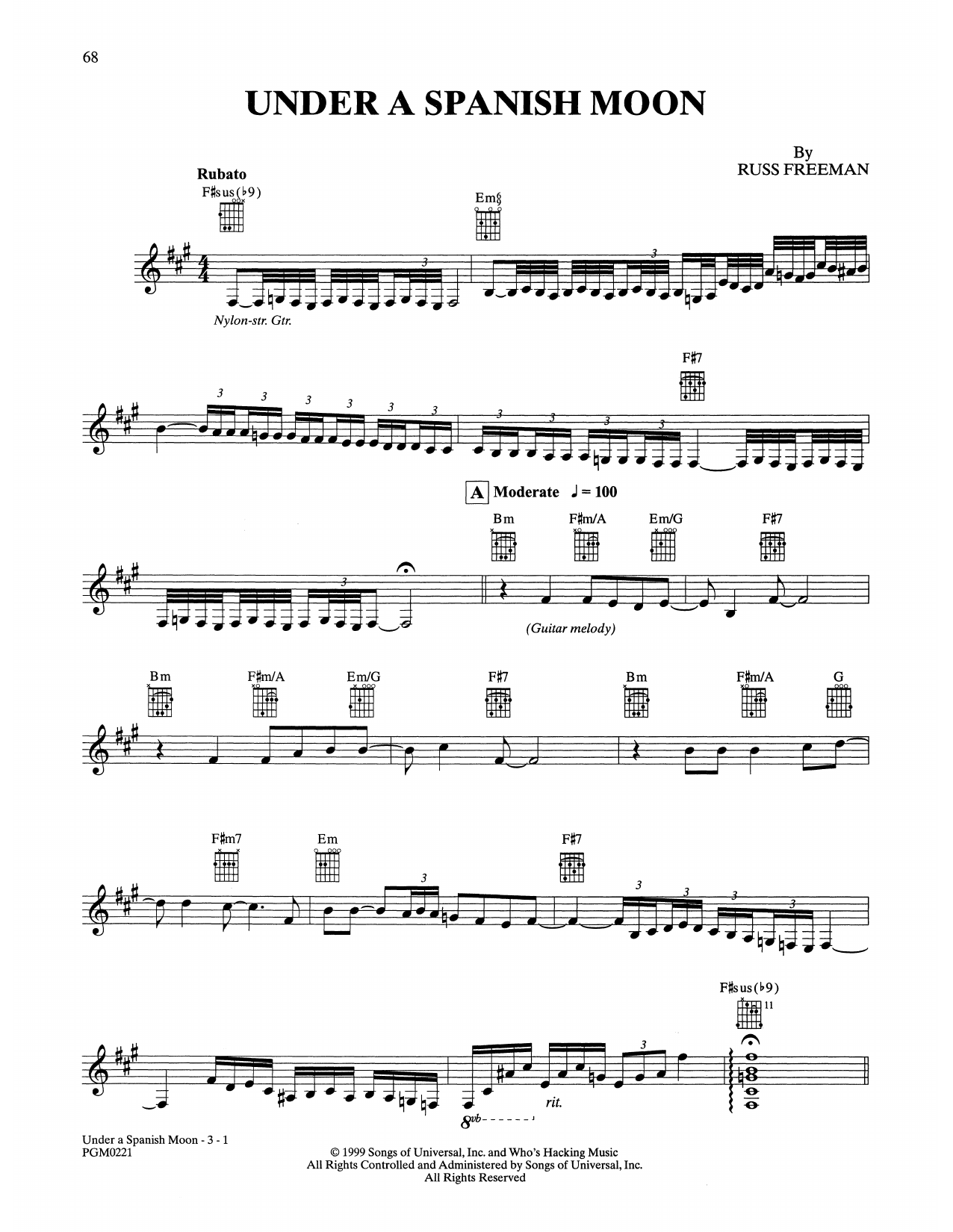 The Rippingtons Under A Spanish Moon Sheet Music Notes & Chords for Solo Guitar - Download or Print PDF