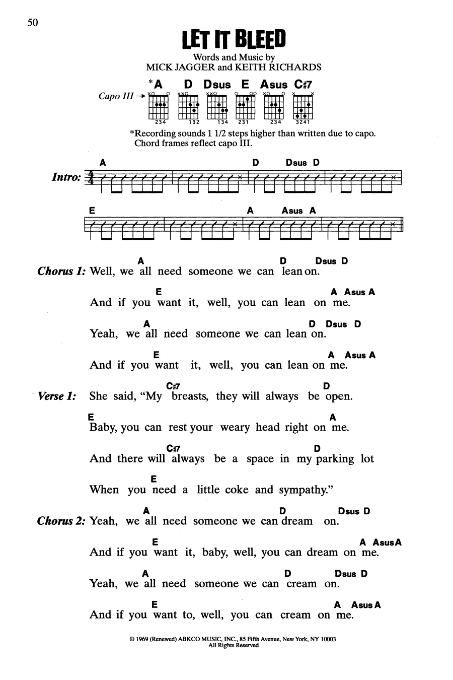 The Rolling Stones Let It Bleed Sheet Music Notes & Chords for Guitar Chords/Lyrics - Download or Print PDF