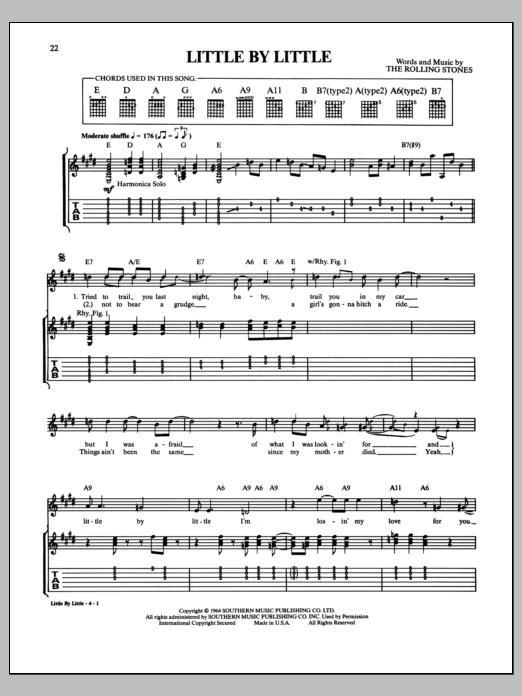The Rolling Stones Little By Little Sheet Music Notes & Chords for Guitar Tab - Download or Print PDF