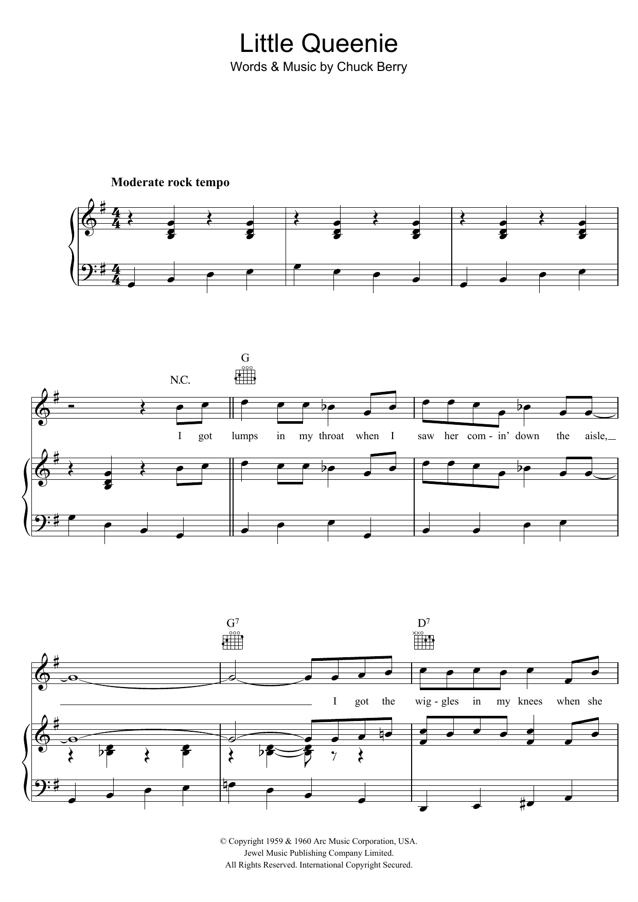 The Rolling Stones Little Queenie Sheet Music Notes & Chords for Piano, Vocal & Guitar (Right-Hand Melody) - Download or Print PDF