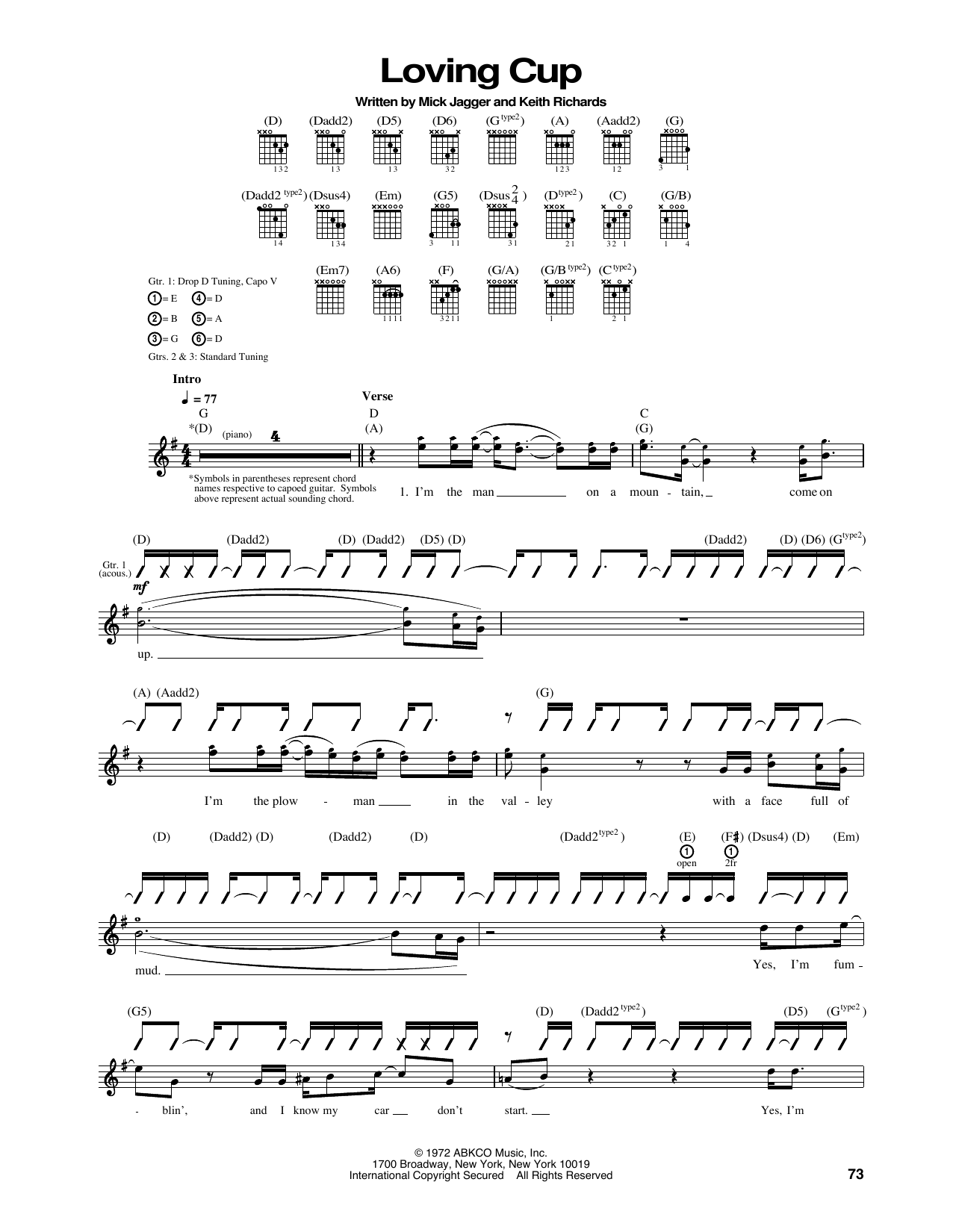 The Rolling Stones Loving Cup Sheet Music Notes & Chords for Guitar Tab - Download or Print PDF